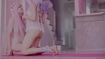 LenaSpanks curve with a hanging chest caresses the vagina