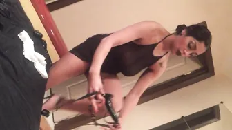 daddy slave pregnant and wearing a strap on sexy