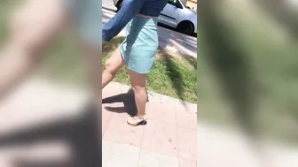 ivy roses flashing in city high heels leather skir 720p