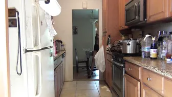 msjamiefoster 07.03.2020 Kitchen strut in black lacy baby doll lingerie