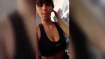 Showing boobs at the gym
