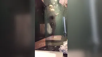 Juju Brais, Julia Abrams,  Busty brunette caresses shaved vagina