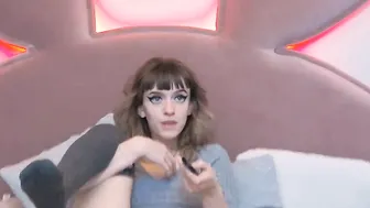 blue eyed babe smoking ecig in knee socks AkiraMados